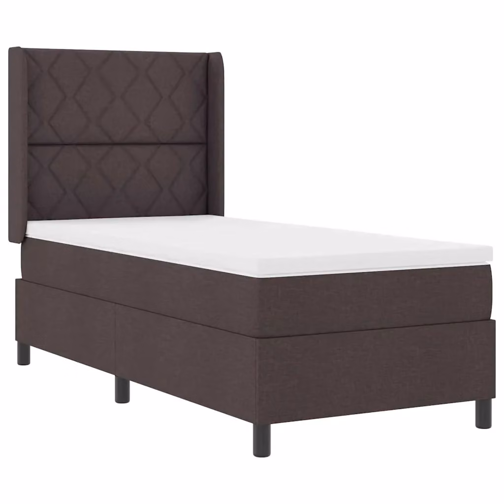 Letto moderno vidaXL con molle a sacchetto e illuminazione LED sottostante in tessuto marrone L 100 x P 200 cm – 2