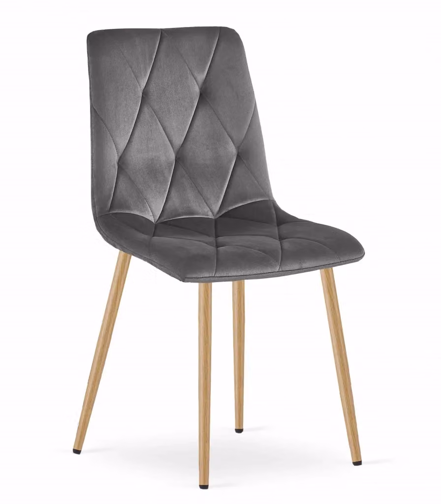 Set di 3 sedie Valora TYRA in velluto grigio scuro con gambe in legno, H 86,5 x L 45 x P 54 cm – 2
