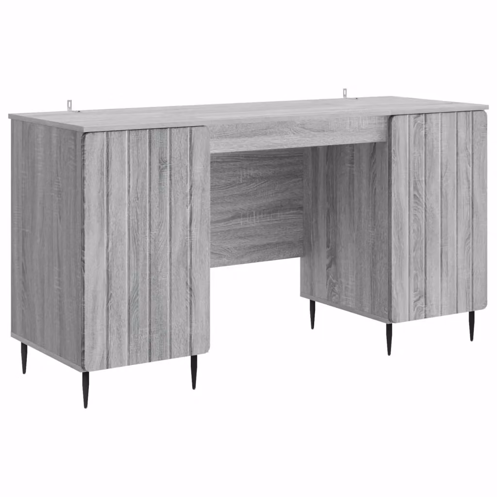 Scrivania moderna vidaXL in MDF e metallo grigia L: 142,5 cm, P: 50 cm, H: 75 cm – 2