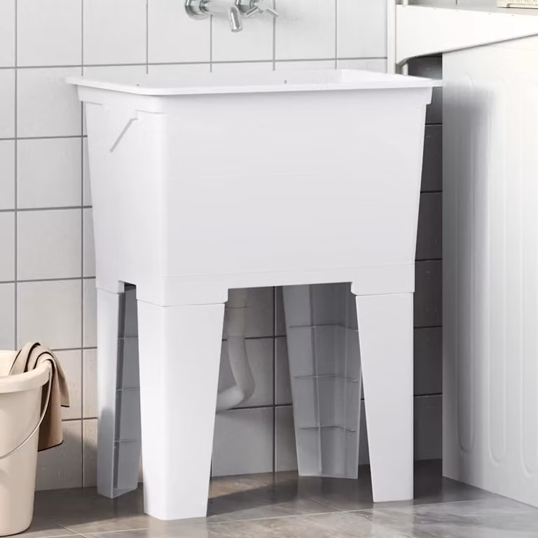 Vasca per lavanderia vidaXL in resina bianca L: 59 cm, P: 41 cm, H: 75 cm