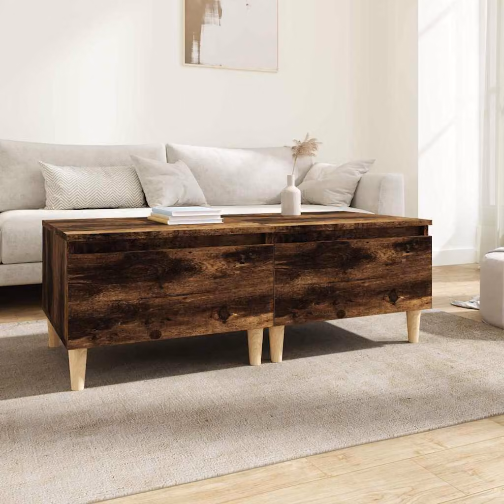 Set di 2 tavolini da soggiorno vidaXL in legno di eucalipto e MDF, colore marrone, L/P/H: 50 x 46 x 35 cm