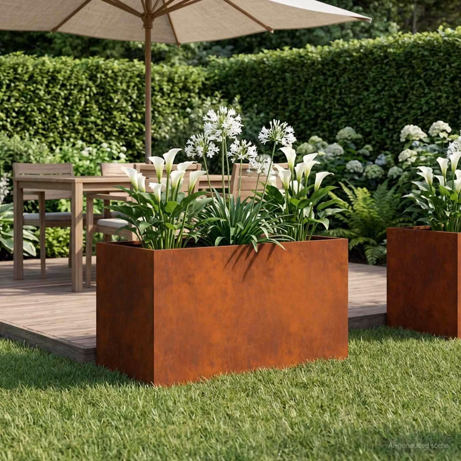 Vaso da giardino vidaXL in acciaio Corten color marrone L: 80 cm, P: 50 cm, H: 50 cm