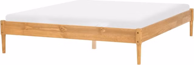 Letto matrimoniale in legno con rete a doghe in pino, senza testiera 160 x 200 cm marrone chiaro stile scandinavo naturale