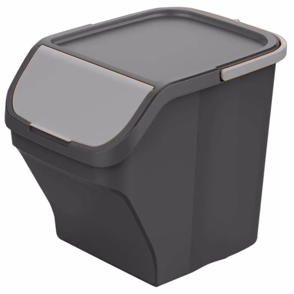 Secchio Stack N Sort grigio da 25 l con coperchio grigio