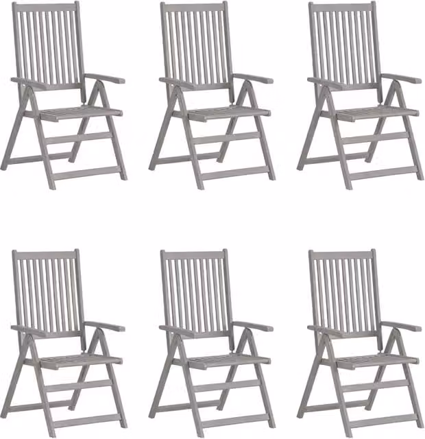 Sedie da Giardino Reclinabili 6 pz con Cuscini Massello Acacia 3065331