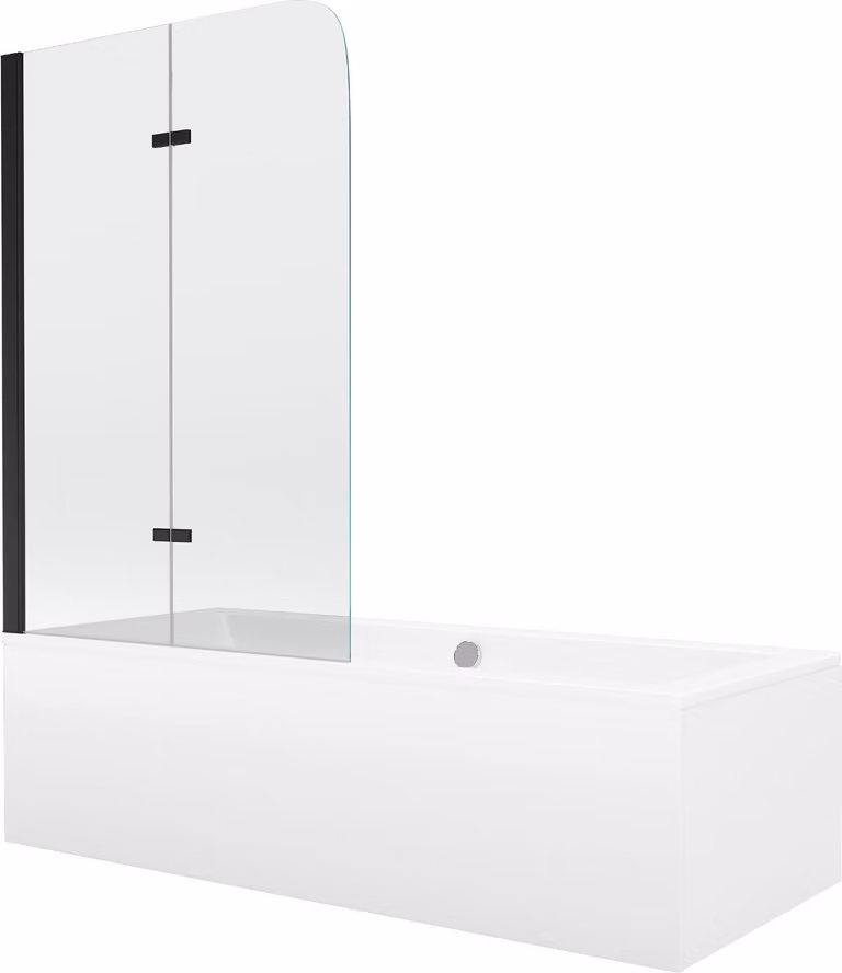 Vasca da bagno CUBE 170x80cm con schermo 80cm Trasparente NERO