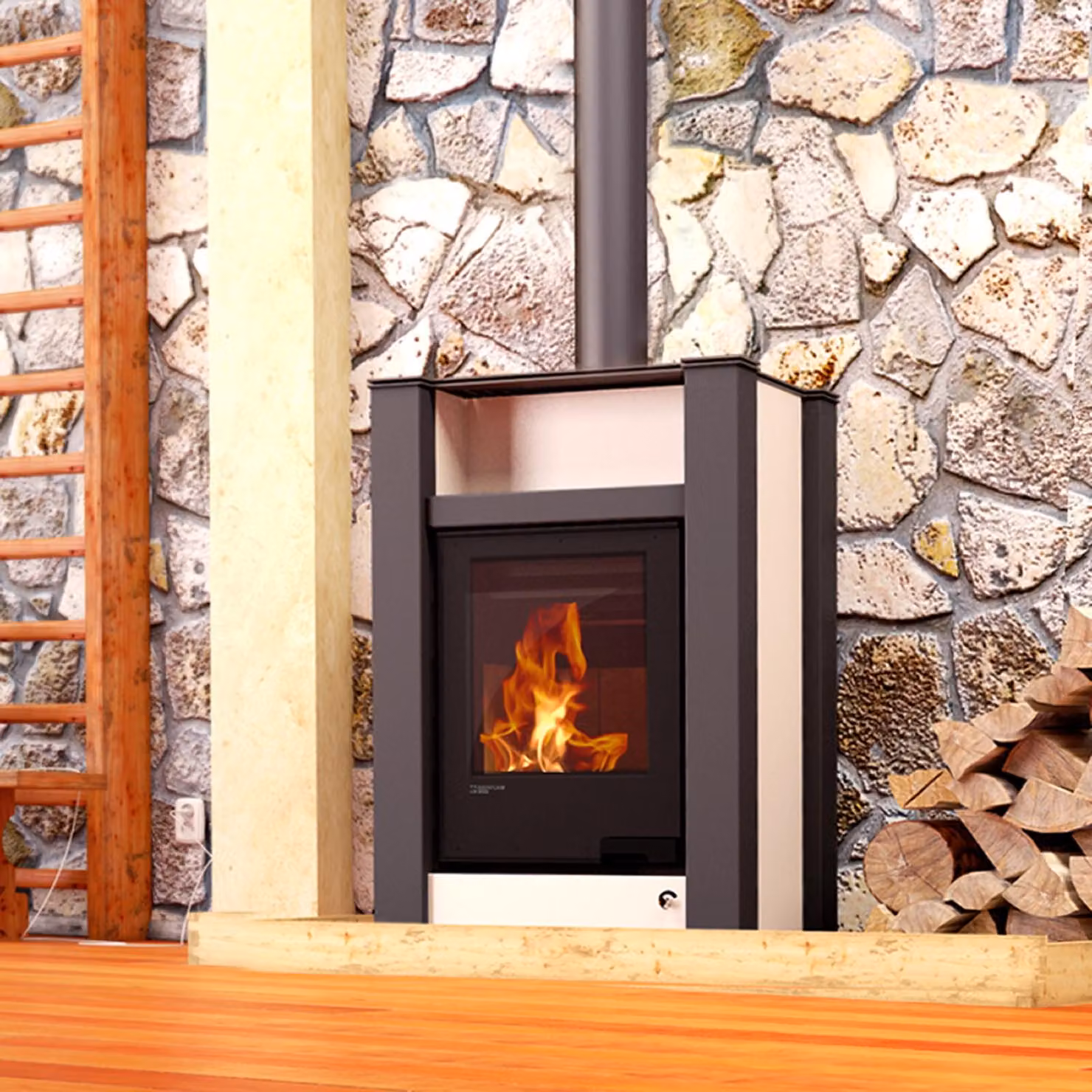 Termocamino HS FLAMINGO AQUAFLAM VARIO LEND 11/7 kW - crema