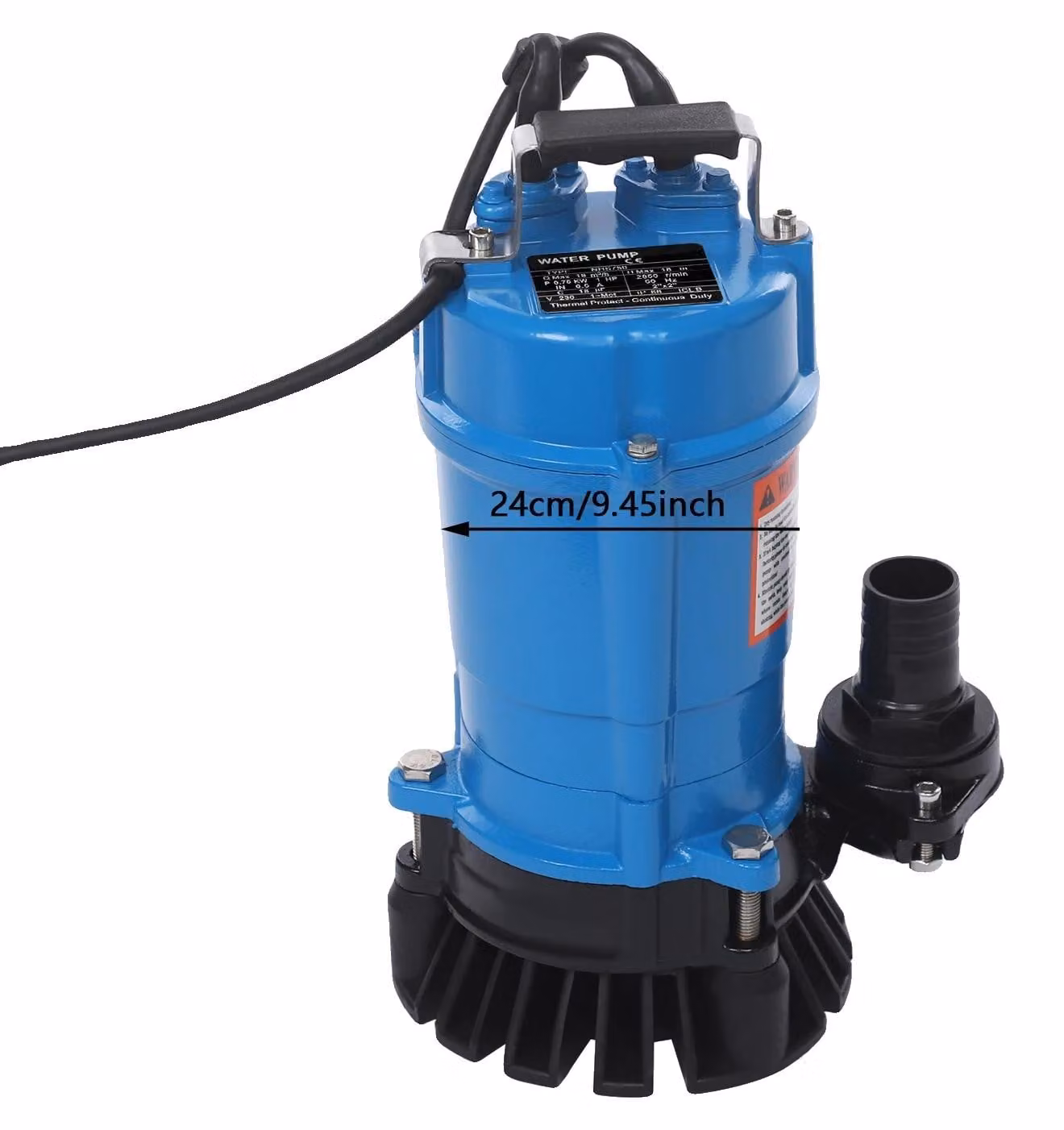 Pompa sommergibile per acque reflue, potenza 750 Watt, elevata portata, colore blu