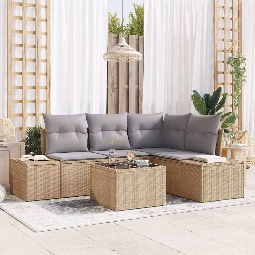 Maison Exclusive - Set Divano da Giardino Beige e Grigio Chiaro polyrattan