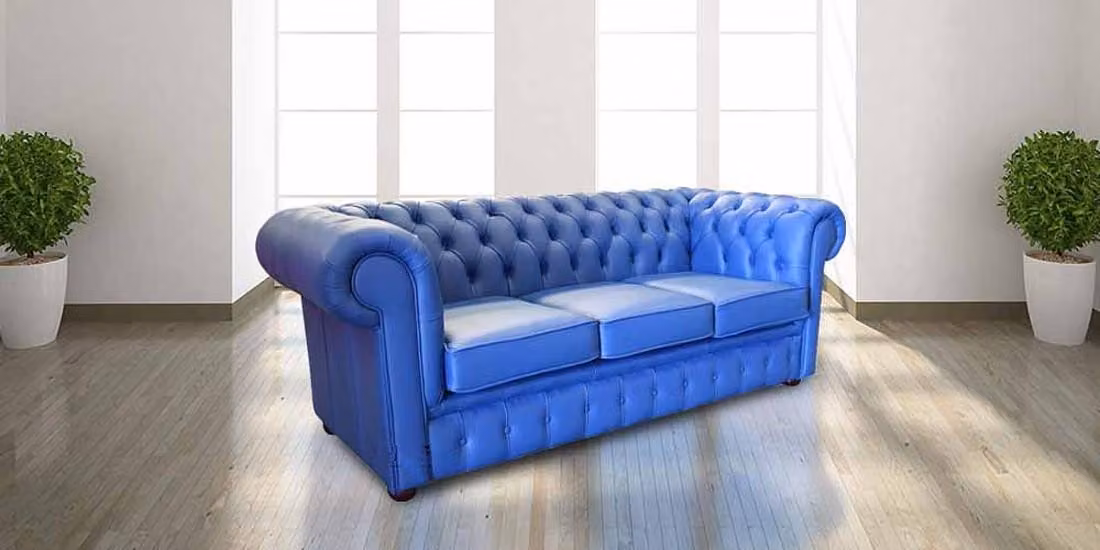 3 Sitzer Blaue Kunstleder Leder Couchen Sofa Polster Couchen Sofas Garnitur