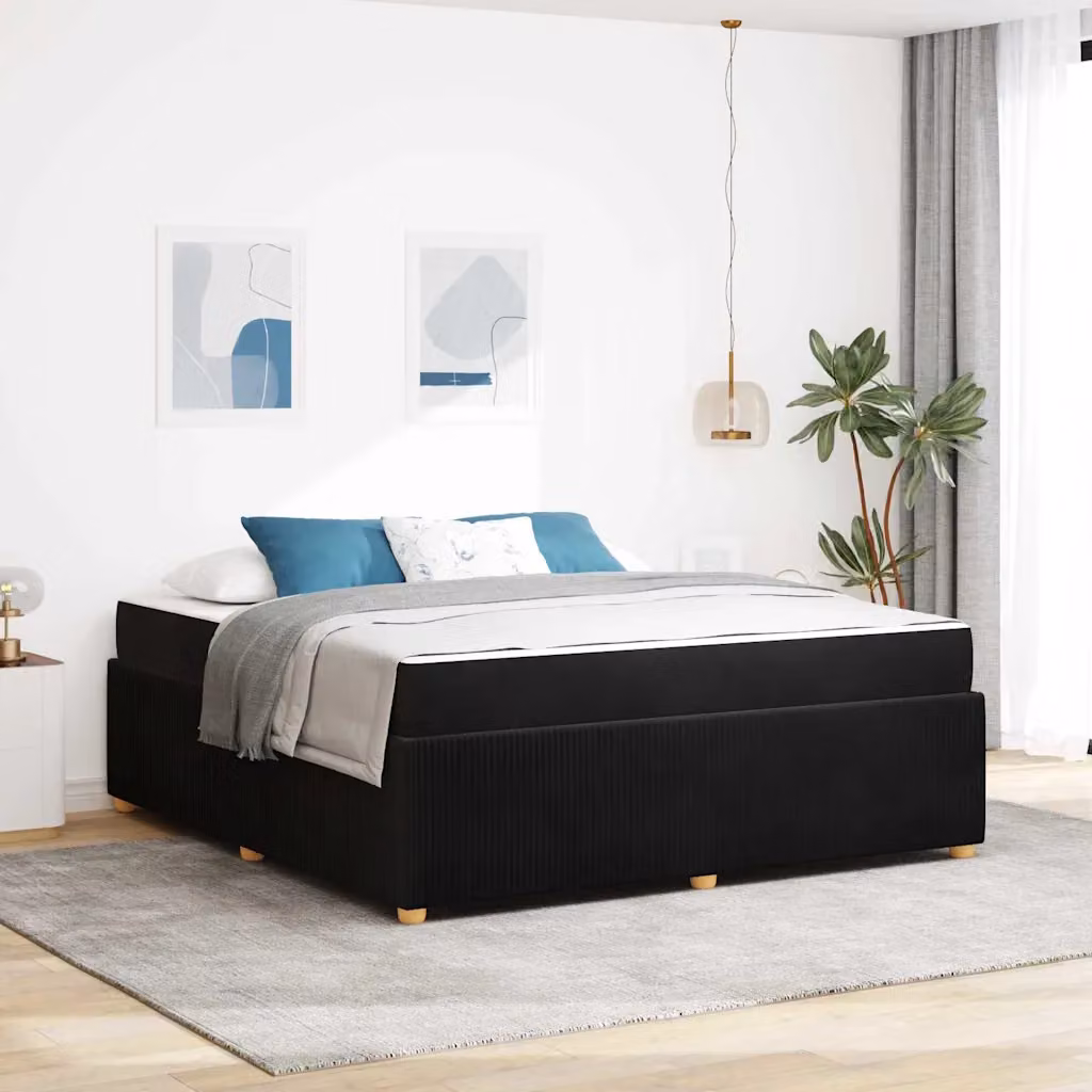 Struttura letto moderna vidaXL in tessuto nero con materasso 180 x 200 cm – 1