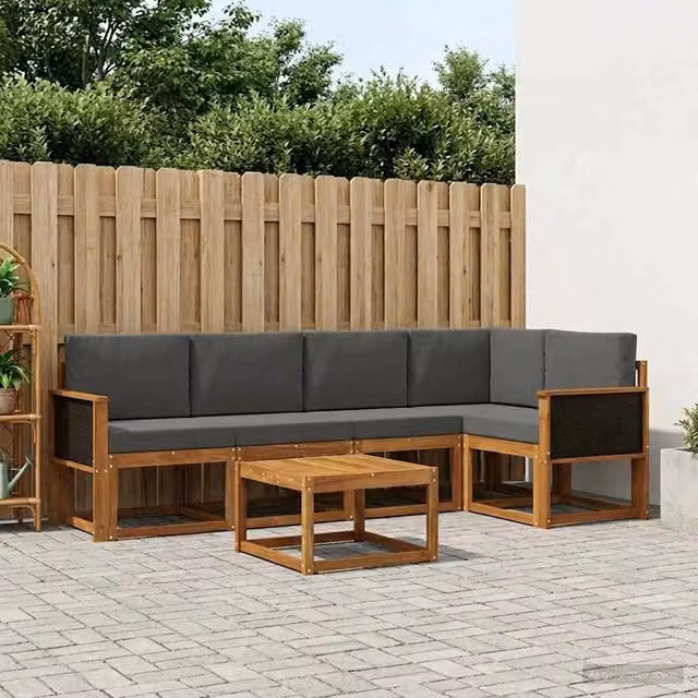 Set di divani da esterno 6 pz Naturale e Antracite 3385223