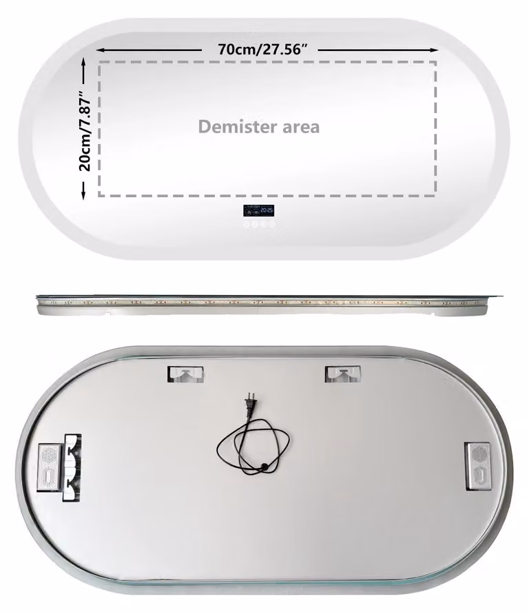 Specchio da trucco, altoparlante Bluetooth, funzioni avanzate per il trucco, dimensioni 120x60 cm