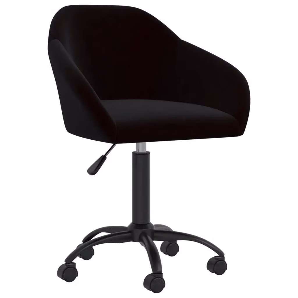 Set di 2 sedie da pranzo girevoli VIDAXL in velluto nero con ruote per cucina e soggiorno – 2