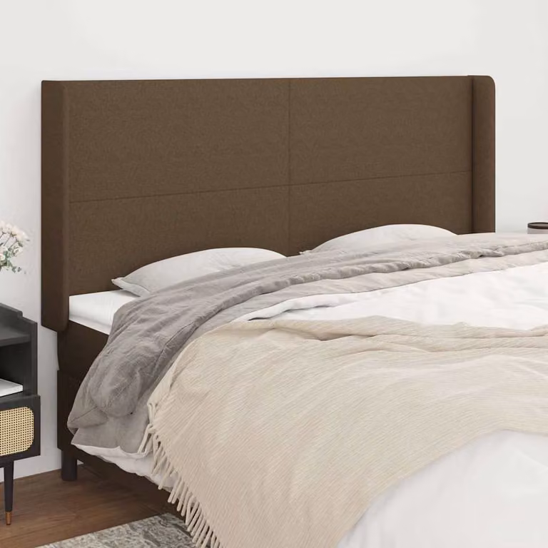 Testiera ad orecchio vidaXL in tessuto marrone scuro L: 163 cm, P: 16 cm, H: 118/128 cm