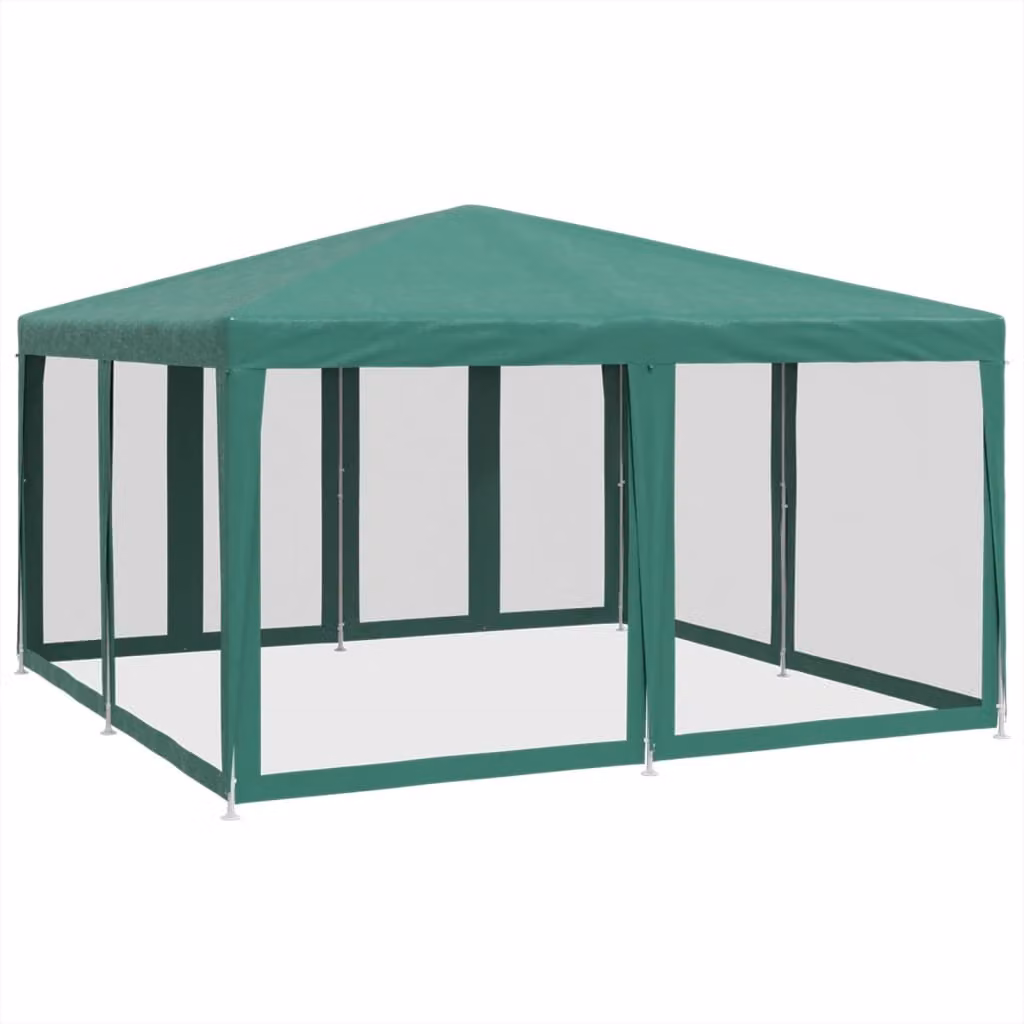 Tenda per Feste con 8 Pareti Laterali in Rete Verde 4x4 m HDPE