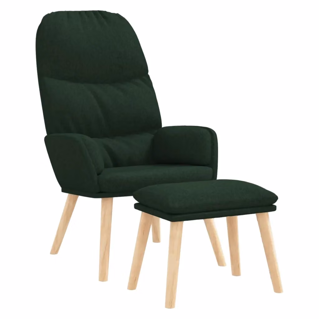 Poltrona Relax con Poggiapiedi vidaXL in Tessuto Verde con Struttura in Legno e Metallo – 2