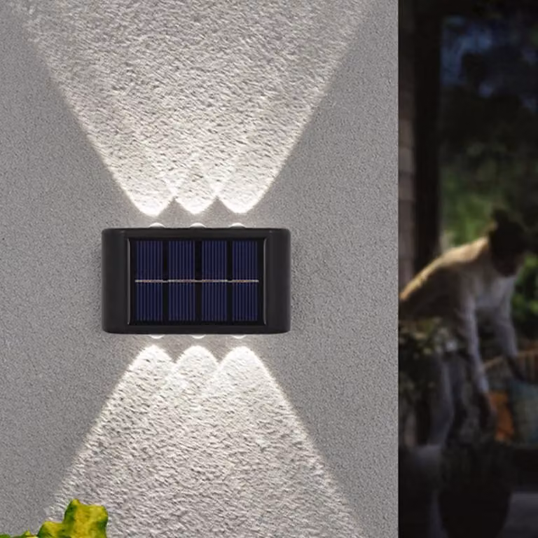 Lampade solari da esterno, confezione da 2, con 6 LED, grado di protezione IP65, luce bianco caldo/bianca