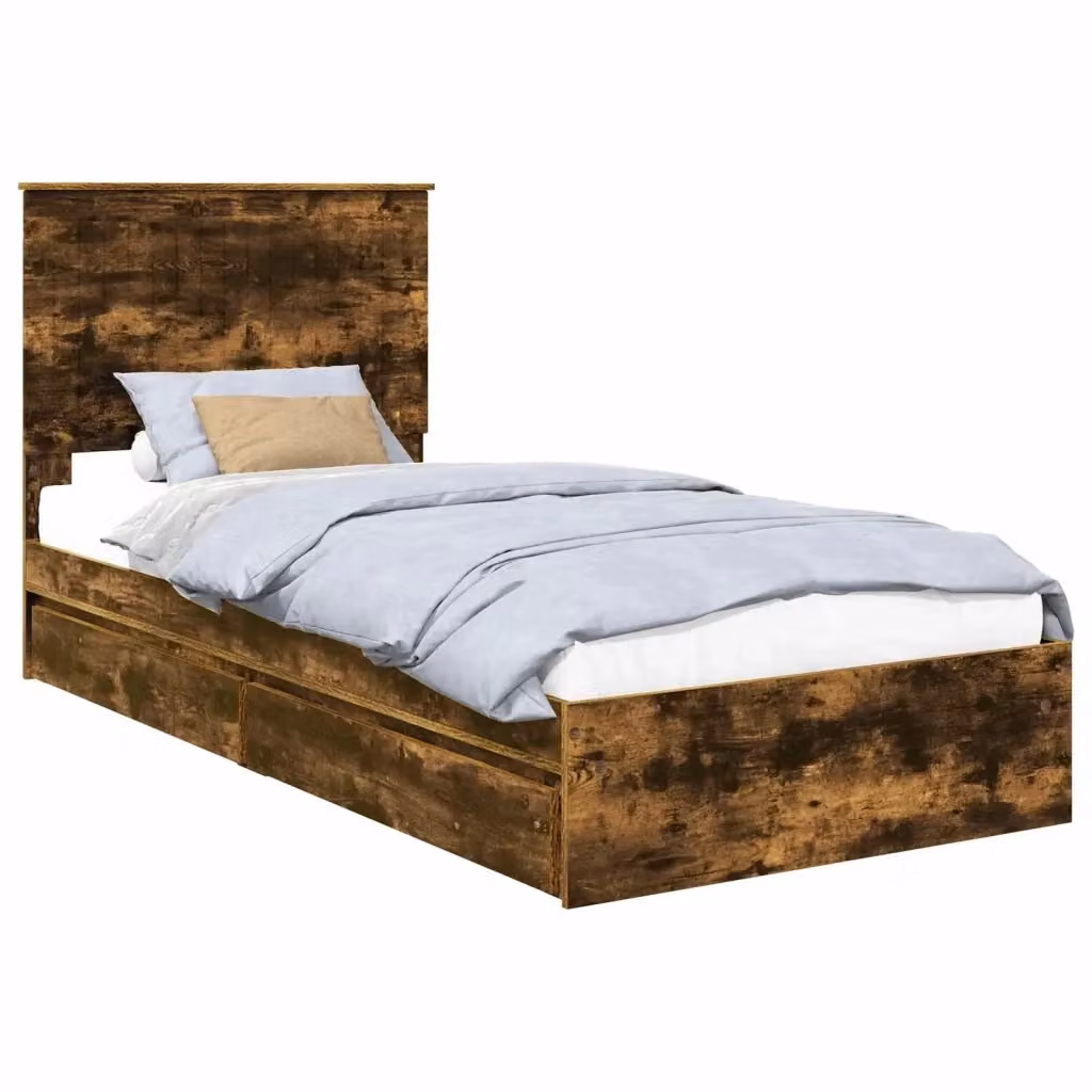 Letto con contenitore e cassetto vidaXL in legno color rovere fumé L/P: 190 x 90 cm – 2