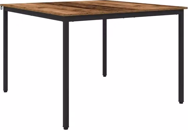 Tavolo da pranzo moderno rettangolare in metallo e MDF, L/P/H: 110 x 110 x 75 cm, colori nero e marrone