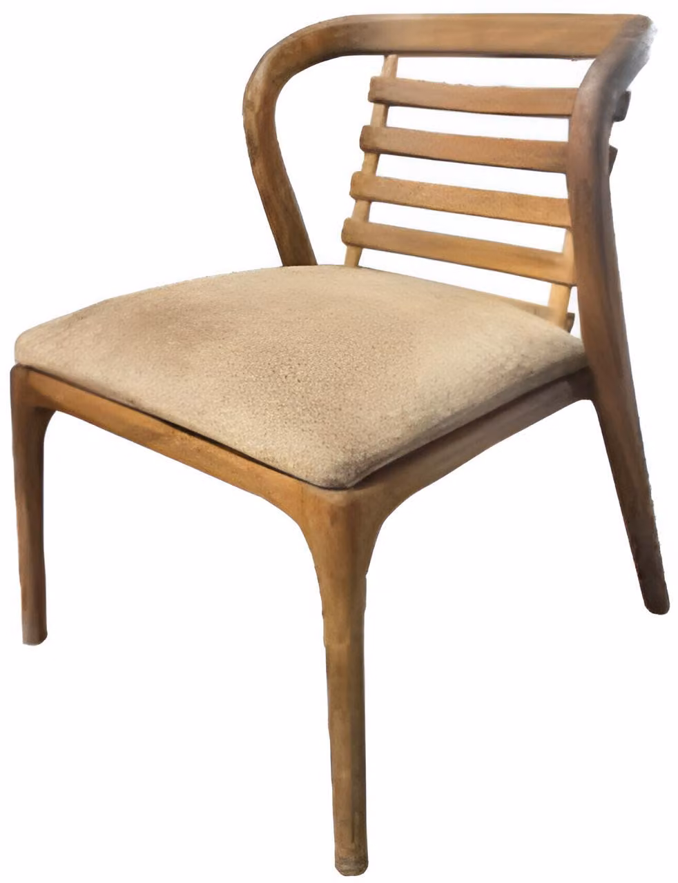 Bequemer Beiger Stuhl Designer Armlehnenstuhl Holzstühle Sitzkissen