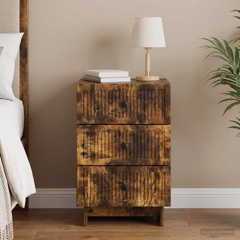 Armadio da Notte con Cassetto vidaXL in Rovere Fumo, Design Moderno, L 43 cm x P 41 cm x H 66,5 cm