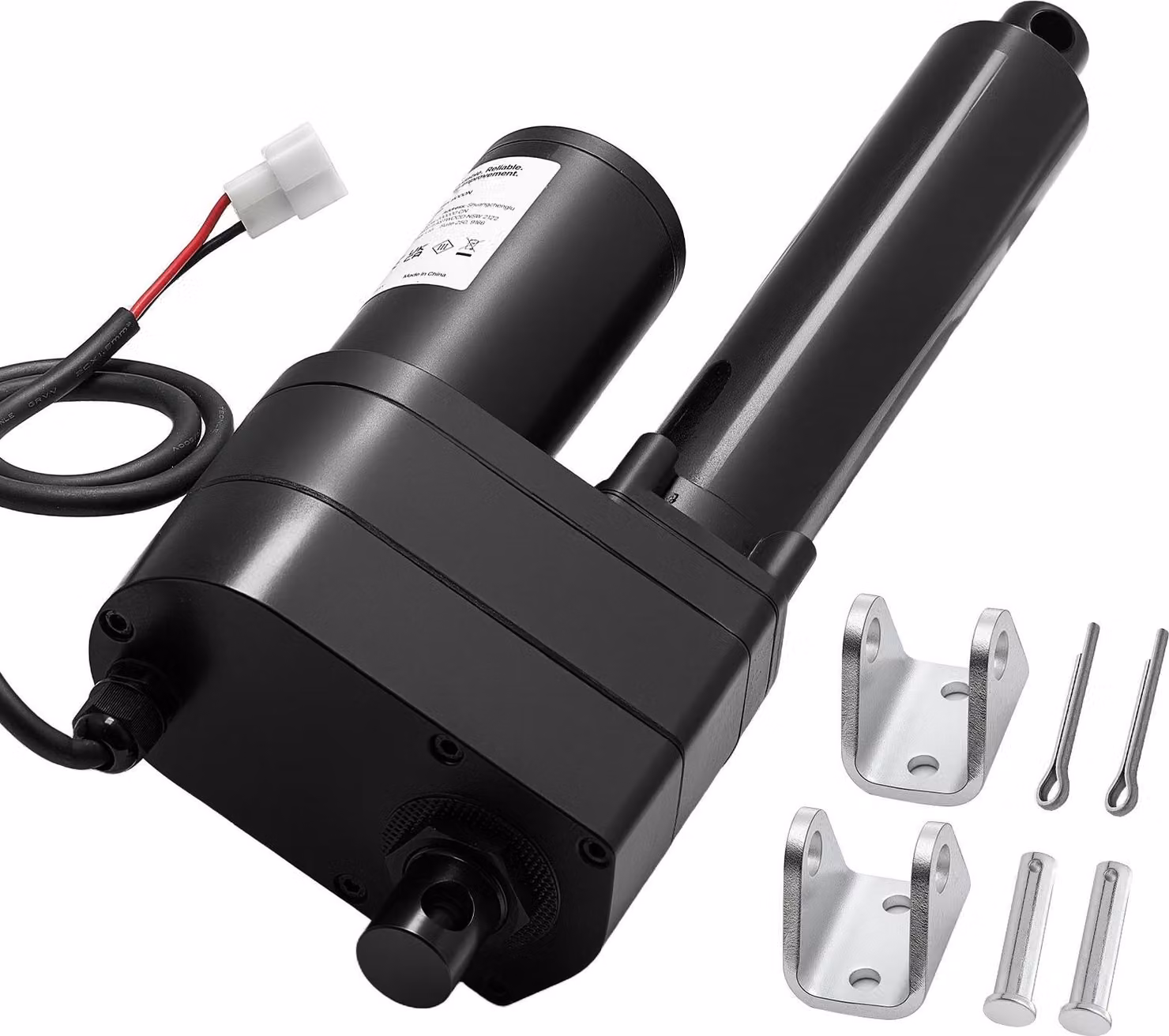 Azionamento lineare - Attuatore lineare 12 V - Corsa 150 mm - Forza di spinta 9000 N - Grado di protezione IP65 - Velocità 5 mm/s - Con staffe di montaggio - Per macchine industriali e sistemi di sollevamento