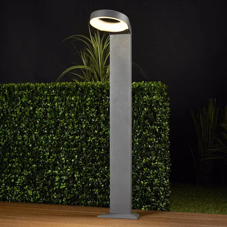 Lampioncino da giardino JARKA Lucande, Alluminio / Grigio / Zincato, Alluminio, Moderno, Lampada LED da esterni