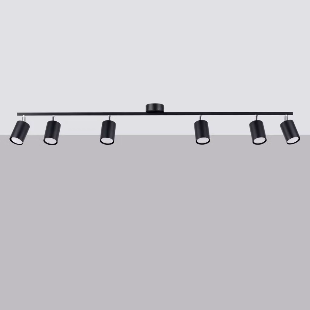 Lampada da soffitto moderna Sollux Lighting Bittersweet Shimmer in metallo nero con 6 luci GU10 regolabili – 2