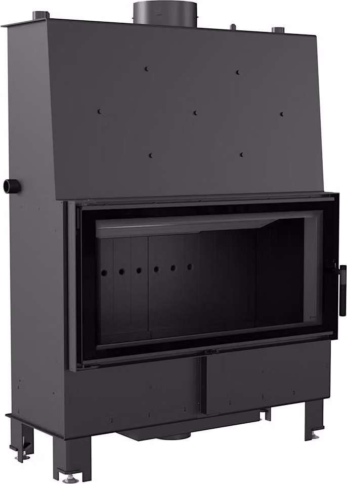 Inserto camino ad acqua KRATKI LUCY 20kW Ø200 nero set di montaggio