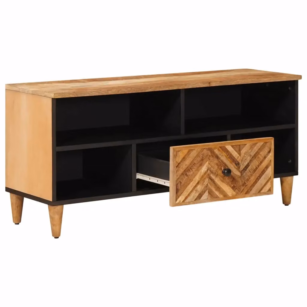 Armadio da soggiorno moderno vidaXL in legno di mango marrone con cassetto L: 100 cm, P: 33,5 cm, H: 46 cm – 2