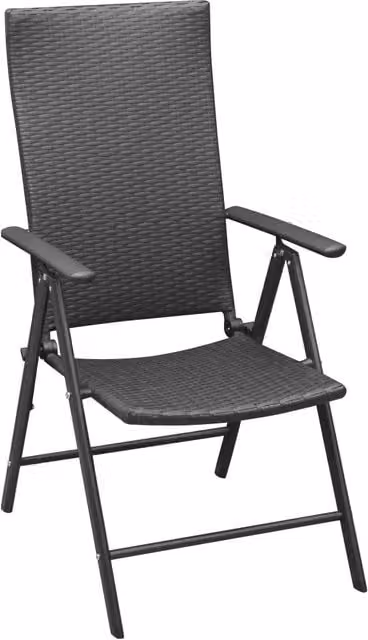 Set di 4 sedie pieghevoli vidaXL in polyrattan nero con braccioli per giardino e terrazza