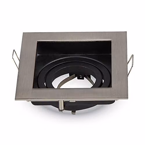 Portafaretto LED da Incasso Quadrato GU10 e GU5.3 (MR16) Colore Nichel Satinato Orientabile