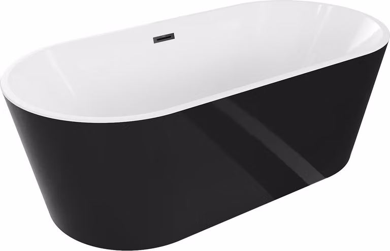 Mexen Luna vasca da bagno indipendente 170 x 80 cm, bianca/nera, troppopieno nero - 52031708075-70
