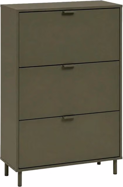 Scarpiera moderna SWEEEK in legno e metallo con ante a ribalta, verde