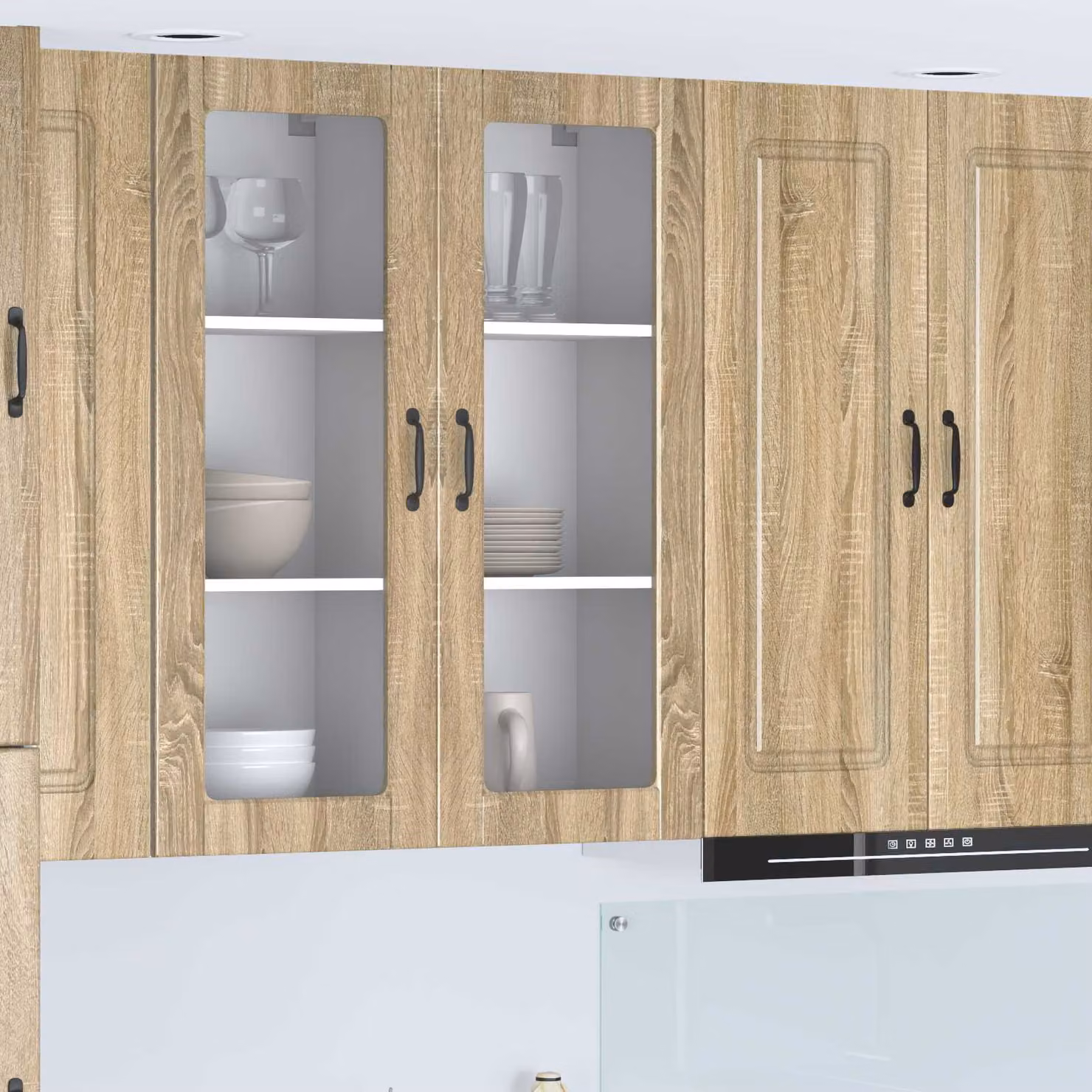 Mobile da parete vidaXL PORTO in Rovere Sonoma con ante in vetro, L 40 cm x P 31 cm x H 100 cm