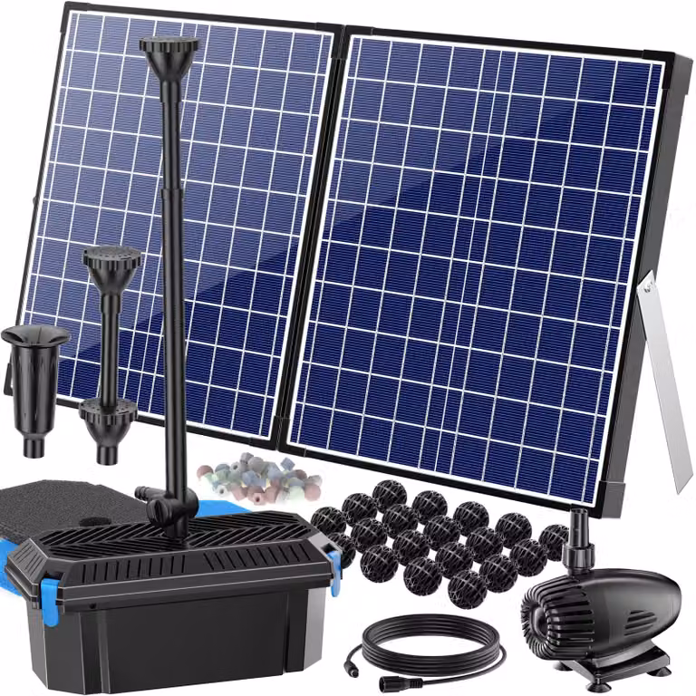 Pompa per stagno solare - 50 W - 2100 L/ora - ABS - Adatta per stagni ornamentali e fontane