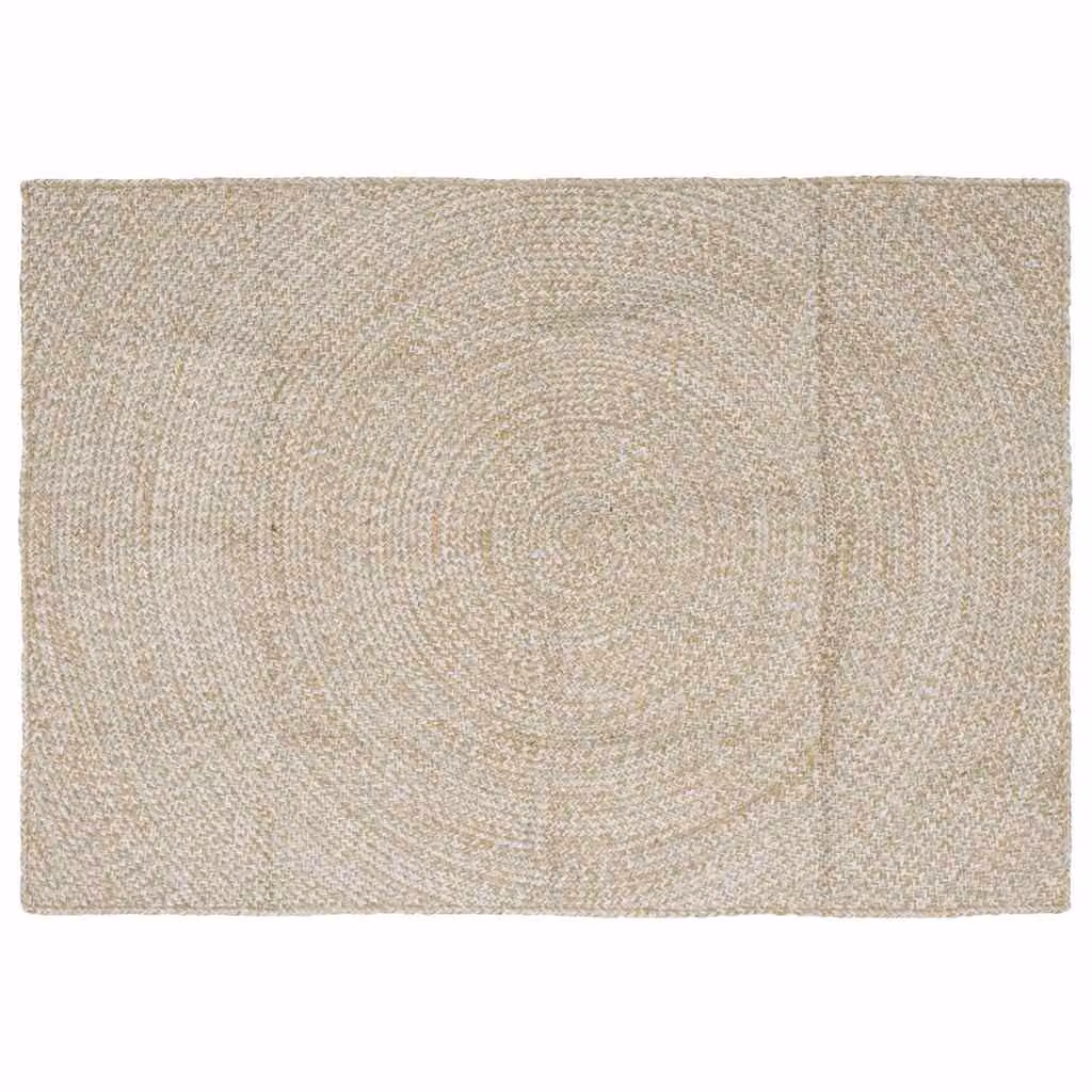 Tappeto da area in juta lavabile vidaXL, rettangolare, beige e bianco, L 140 cm x P 200 cm