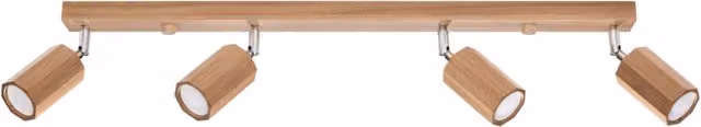 Plafoniera Pure Lume Ruvano in legno rovere scuro con 4 faretti GU10 orientabili e dimmerabili