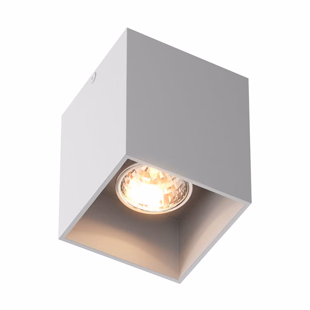 Faretto spot quadrato Square bianco 1xGU10x50W in metallo, dimensioni: 9,5x8,2x8,2 cm, IP20, Zuma Line