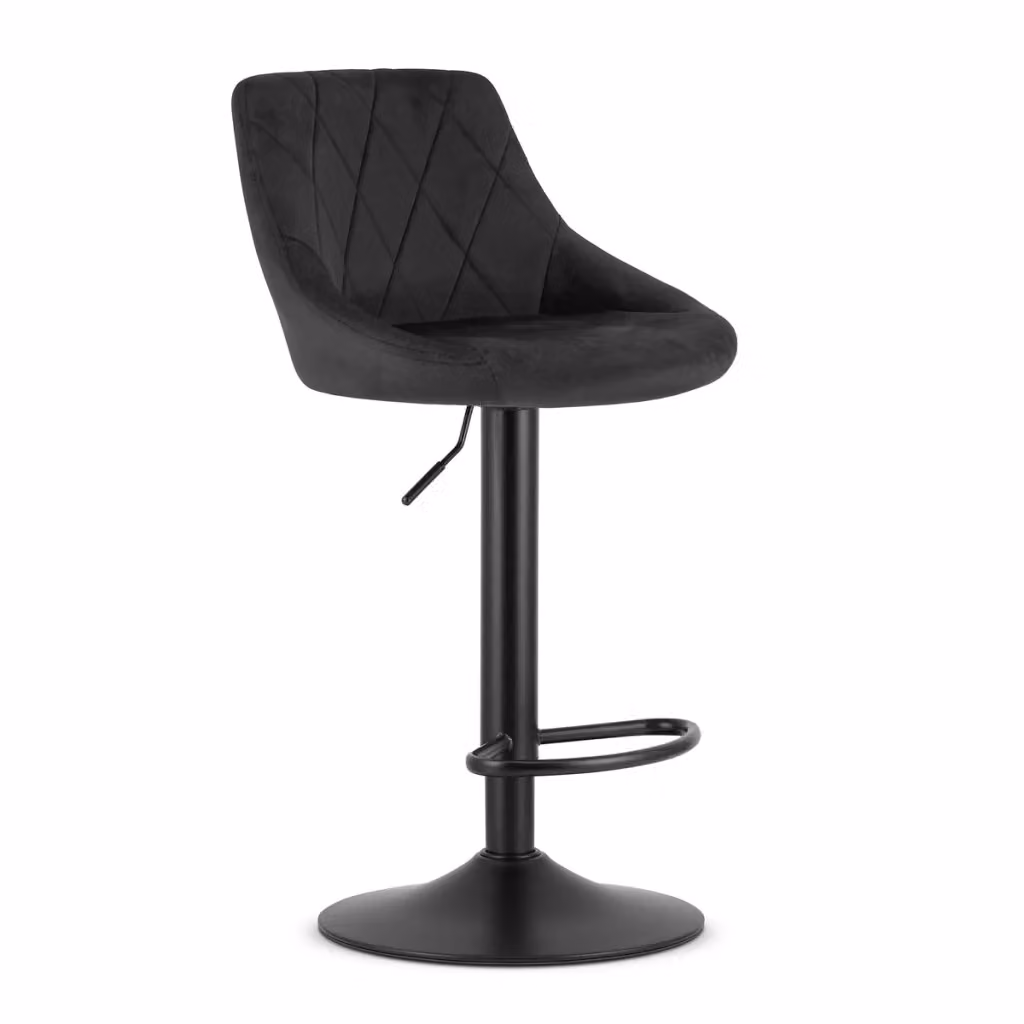 Set di 2 Sgabelli Bar Girevoli Kendra Home in Velluto Nero con Base in Metallo Matt – 2