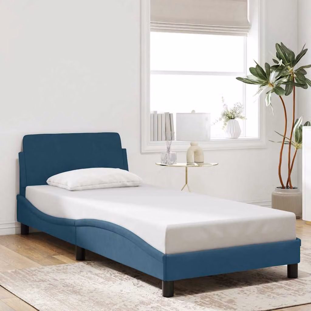 vidaXL Giroletto con Testiera Dover in Velluto Blu L 80 cm x P 200 cm