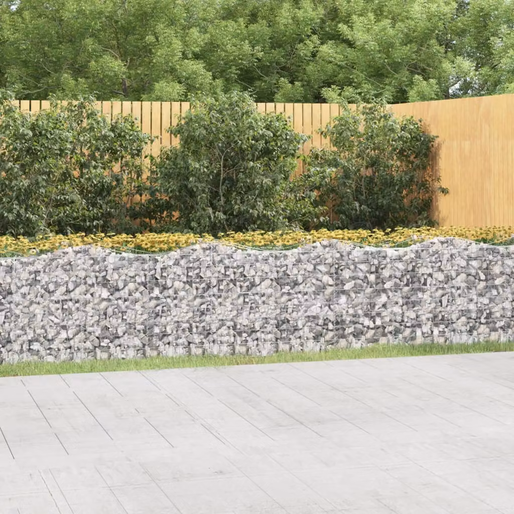 vidaXL Gabbione ad Arco con Letto Rialzato in Acciaio Zincato Grigio L: 800 cm, P: 50 cm, H: 100 cm