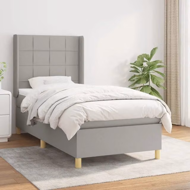 Letto Ibrido vidaXL con Giroletto a Molle e Materasso Grigio e Bianco L/P/H: 200 x 80 x 23 cm