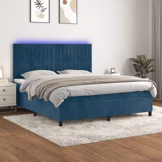 Letto Ibrido vidaXL con Materasso e Illuminazione LED Blu e Bianco L/P/H: 160 x 200 x 128 cm – 1