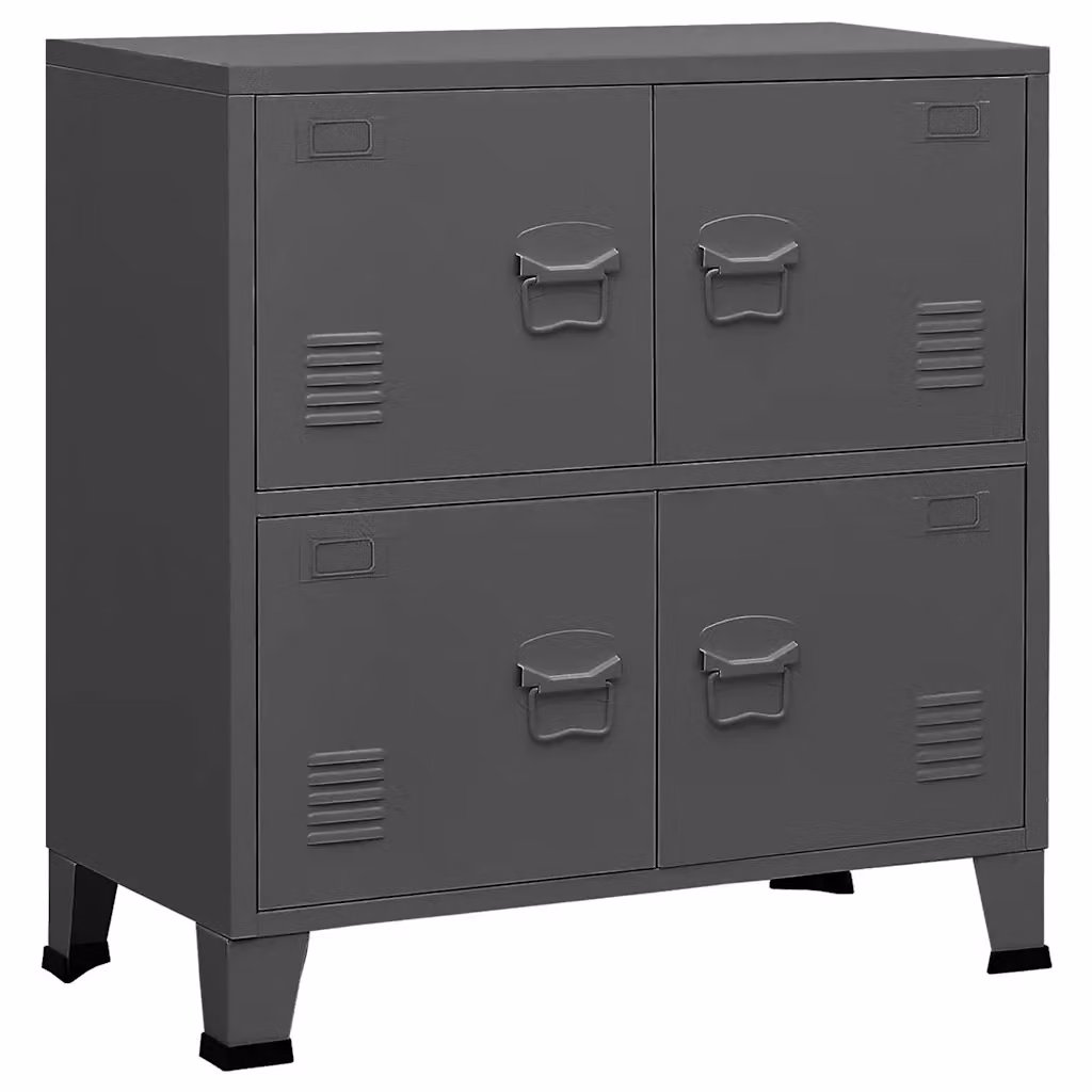 Classificatore Industriale vidaXL Antracite con Ante a Battente e Ripiani Interni L: 75 cm, P: 40 cm, H: 80 cm – 2