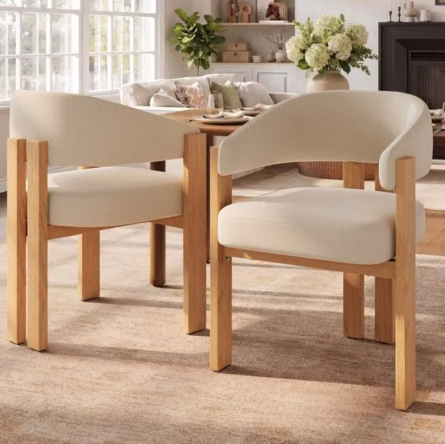 Sedia da pranzo ergonomica imbottita con gambe in metallo effetto legno, dimensioni 49x47x78 cm, set da 2
