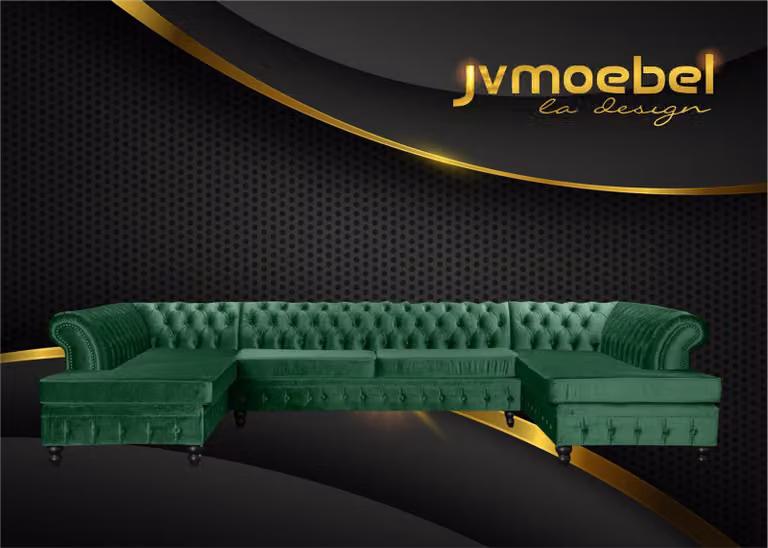 Chesterfield Wohnzimmer Couch Wohnlandschaft xxl Sofa Couchen Polster Ecke Samt