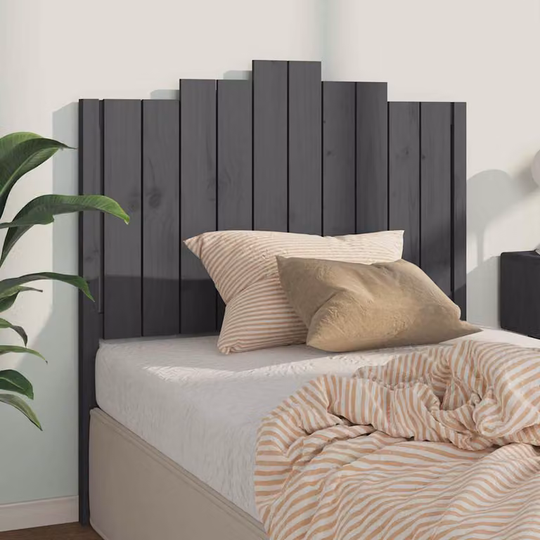 Testiera per letto vidaXL in legno massello di pino, colore grigio, L: 106 cm, P: 4 cm, H: 110 cm