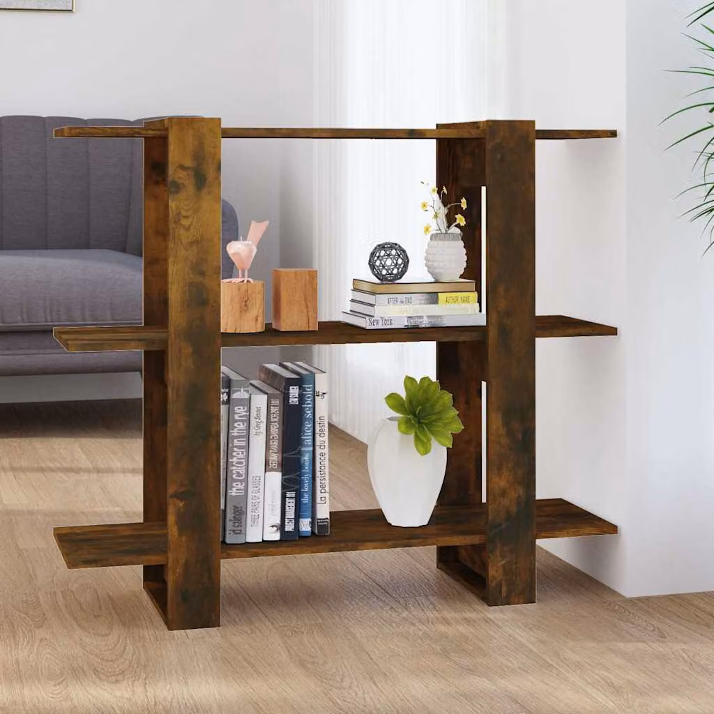 Libreria/Divisorio vidaXL in Rovere Fumo, L 100 cm x P 30 cm x H 87 cm